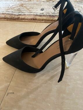 Call It Spring Black Pointed Toe Clear Heel Mule Slingback – B.E.D Foam Comfort